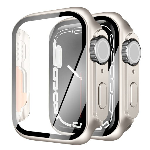 【2024改良ケース】YUGYUG 対応 アップルウォッチ カバー Series 9/8/7 アップルウォッチ ケース PC素材 Apple Watch Ultra風ケース Apple Watch ケース ガラスフィルム 一体型 日本旭硝子材 二重構造 Apple Watch カバー 全面保護 強化ガラス キズ防止(45mm,スターライ 【2024改良ケース】YUGYUG 対応 アップルウォッチ カバー Series 9/8/7 アップルウォッチ ケース PC素材 Apple Watch Ultra風ケース Apple Watch ケース ガラスフィルム 一体型 日本旭硝子材 二重構造 Apple Watch カバー 全面保護 強化ガラス キズ防止(45mm,スターライ