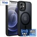 JEDirect iPhone 12 mini 5.4インチ用 マグネット ケース MagSafeに対応 半透明のマット背面 薄型 耐衝撃 カバー (ブラック)