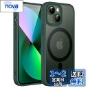 JEDirect iPhone 13 mini 5.4インチ用 マグネット ケース MagSafeに対応 半透明のマット背面 薄型 耐衝撃 カバー (濃い緑色)
