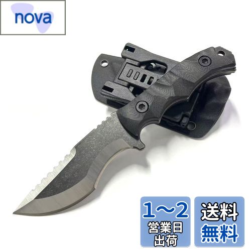 Irai Utaki ナイフ アウトドア シースナイフ【鉄狼・テツロウ】フルタング構造 刃長9cm ステンレス鋼 G10 薪割り 調理 狩猟 カイデックスシース付 BLACK