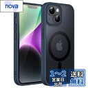JEDirect iPhone 14 6.1インチ用 マグネット ケース MagSafeに対応 半透明のマット背面 薄型 耐衝撃 カバー (ストームブルー)