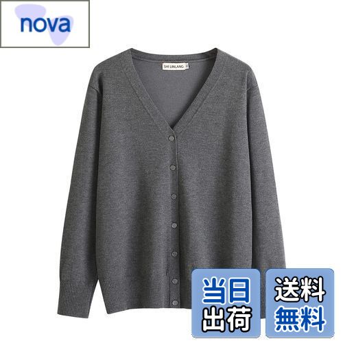 【送料無料】[Blostirno] カーディガン レディース Vネック ニット 綿 無地 厚手 オフィス ゆったり 春..