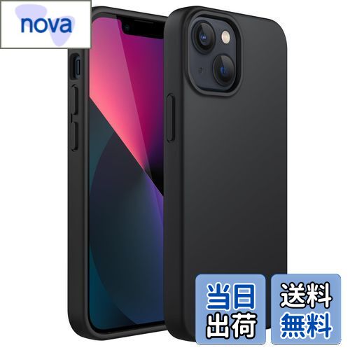 【送料無料】JEDirect iPhone13 シリコンケース(6.1インチ専用) シルキーソフトタッチフルボディ保護ケース マイクロファイバーライニング付き耐衝撃カバー (ブラック)