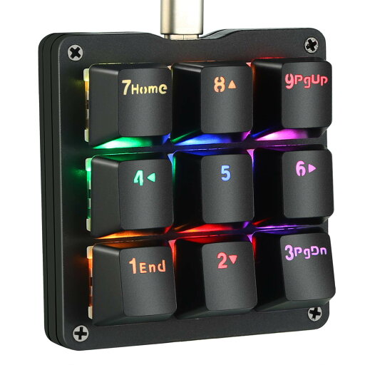 Koolertron 片手キーボード マクロキーボード OSUキーボード ゲーミングキーボード メカニカルキーボード RGBバックライト カスタマイズ可能 左手デバイス 9キーフルプログラマブル ブラック 赤軸 ミニキーボード ショットカットキー 小型キーボード Type-C有線 ポータブ Koolertron 片手キーボード マクロキーボード OSUキーボード ゲーミングキーボード メカニカルキーボード RGBバックライト カスタマイズ可能 左手デバイス 9キーフルプログラマブル ブラック 赤軸 ミニキーボード ショットカットキー 小型キーボード Type-C有線 ポータブ