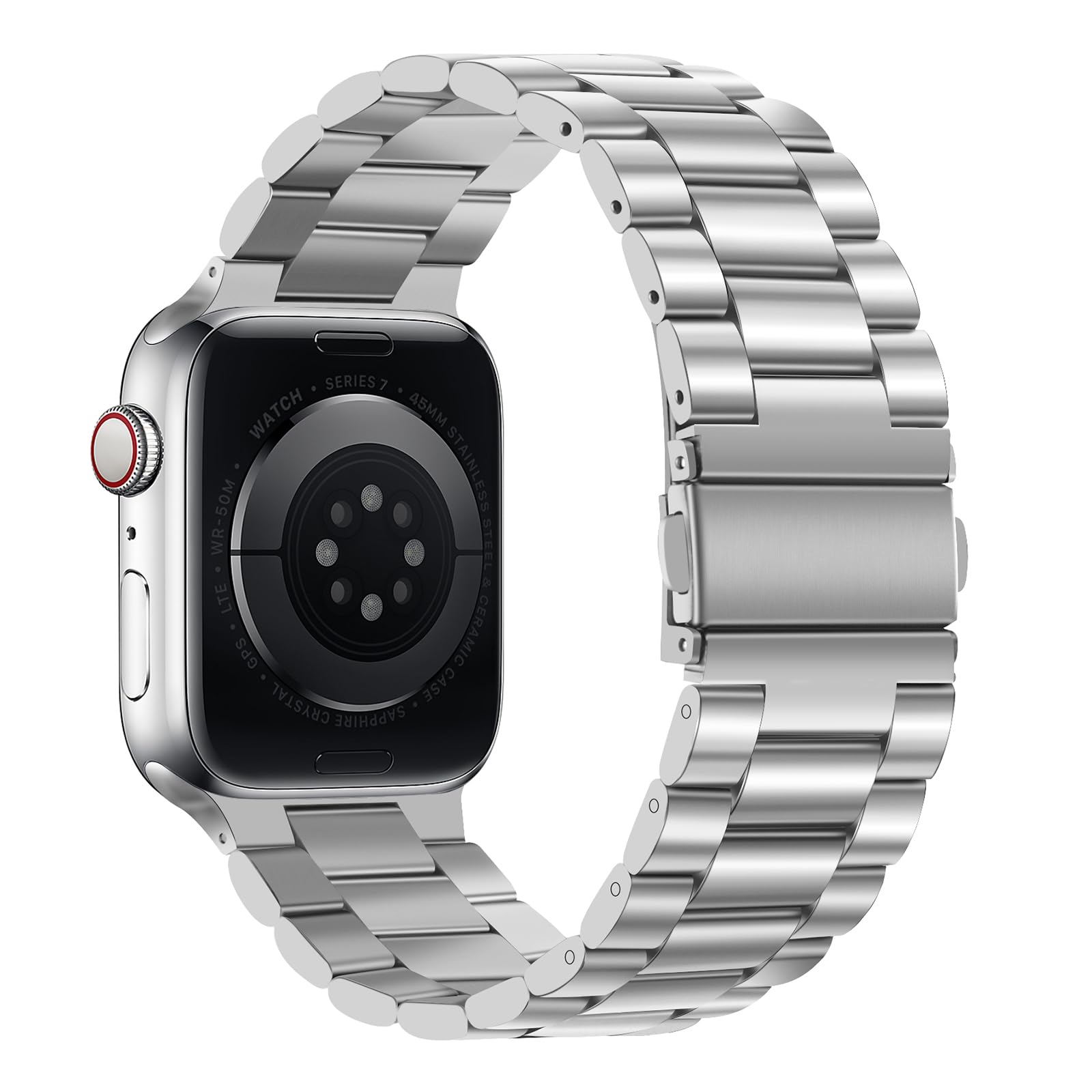 コンパチブル Apple Watch バンド 49mm 46mm 45mm 44mm 42mm プレミアムステンレススチールメタル交換バンド Apple Watch Ultra (49mm) シリーズ10 (46mm) シリーズ 9 / 8 / 7 (45mm) SE シリーズ6 シリーズ5 / 4 (44mm) シリーズ3 / 2 / 1 (42mm) 用 (シルバー)