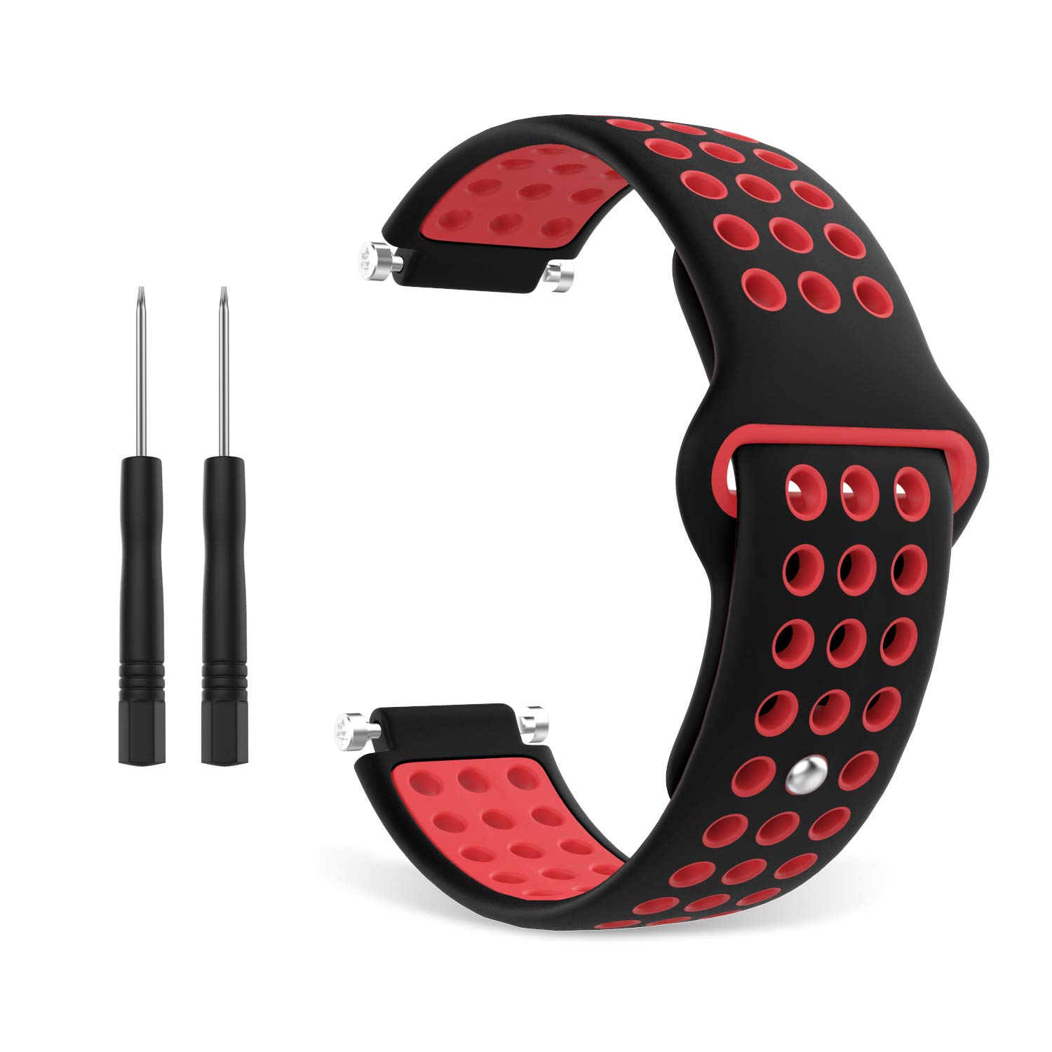 GARMIN ガーミン ForeAthlete 235J/220J/230J/235J/620J/630J/735XTJ /Approach S20 / S5 / S6 ベルト 交換ベルト バンド ガーミン フォーアスリート235J シリコン製腕時計ストラップ/バンド 交換ベルト ドライバー2つ付き Black+Red