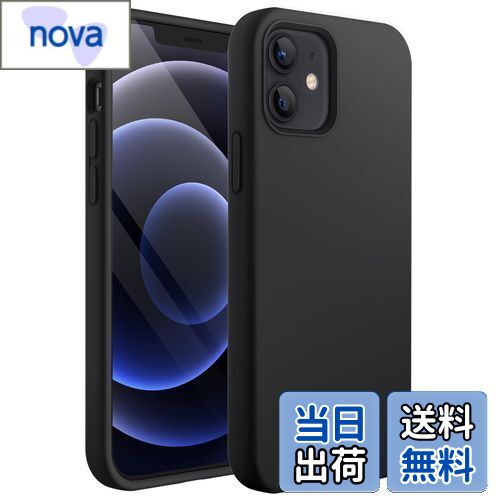 【送料無料】JEDirect iPhone12 mini シリコンケース (5.4インチ専用) シルキーソフトタッチ全面保護ケース マイクロファイバーライニング付き耐衝撃カバー (ブラック)