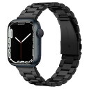 Apple Watch バンド ステンレス製 49mm 45mm 44mm 42mm ブラック 調整可 調整器具付き 交換ベルト チェーン Apple Watch Ultra 9 / 8 SE2 7 6 SE 5 4 3 2 1 対応 メタル 3連 ベルト おしゃれ モダンフィット 062MP25403 (ブラック)(2)