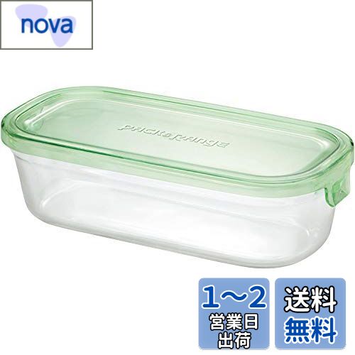 iwaki(イワキ) 耐熱ガラス 保存容器 バターケース グリーン 長方形 M 500ml パック&レンジ KC3246N-G