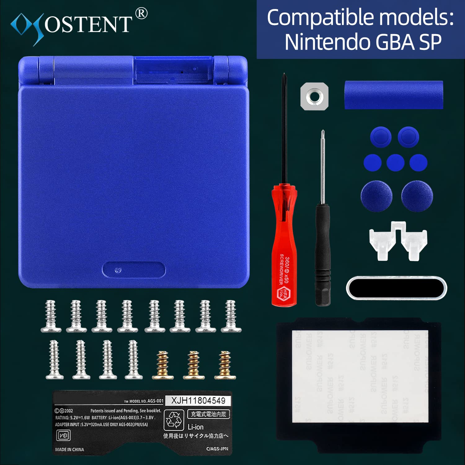 OSTENT カバー フルハウジング シェル ケース 交換 任天堂 GBA SP ゲームボーイアドバンス SP用 (Blue)