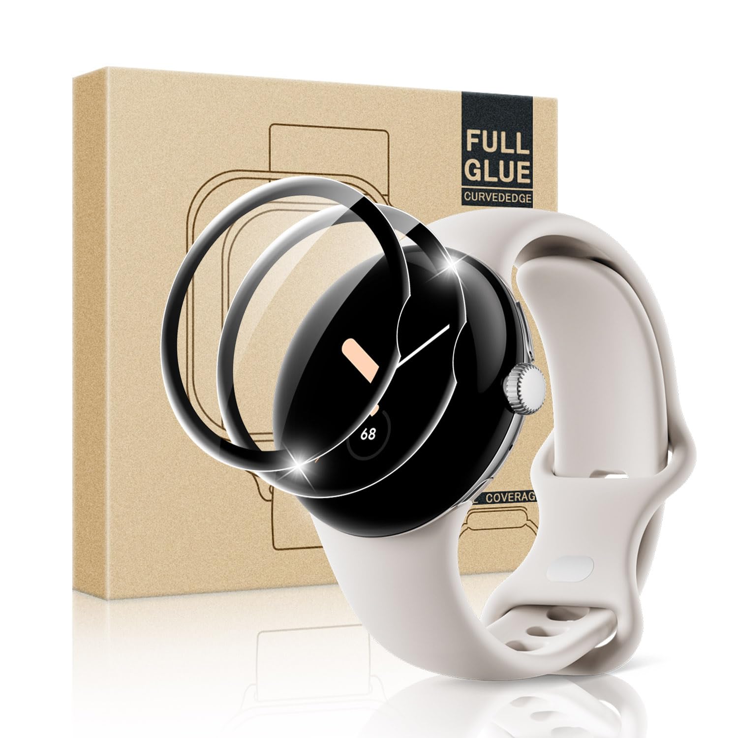 Oldstar Google Pixel Watch 2 フィルム 2023/2022用 『2023非-ガラス素材』 Pixel Watch 保護フィルム 柔軟性PMMA製素材 3D曲面保護 Pixel Watch 2 液晶保護フィルム 耐指紋 飛散防止 気泡なし 自動修復 画面保護 for -Google Pixel Watch 2/1 液晶保護フィルム (2枚入