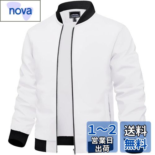 [KEFITEVD] スカジャン メンズ ブルゾン ゴルフ スポーツ ジップジャケット 秋冬 ゆったり 防風 ジャンパー 保温 アウター ミリタリー スタジャン 大きいサイズ 白 ホワイト XL