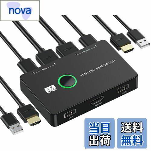 ̵KVMå-NUIKOTI HDMI KVMش 21 4K@60Hz򥵥ݡ 2Υԥ塼ѤUSB HDMIå ...