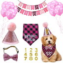 GOODCHI 犬 誕生日 帽子 ペット 誕生日 飾り付け 犬 猫 誕生日帽子 バンダナ バナー ペットグッズ おしゃれ 誕生日 記念日 パーティー飾り (ピンクの風船セット)(4)