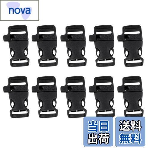 【送料無料】[Fityle] 10個 サイドリリース バックル ホイッスル キャンプ アウトドア用 ブラック, 5.5..