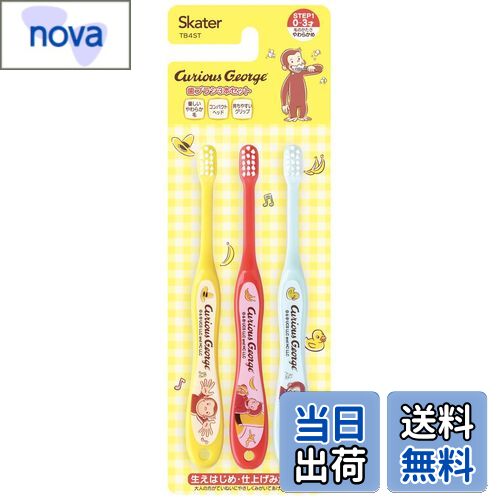 【送料無料】スケーター(Skater) 歯ブラシ 乳児用 15cm 0-3才 やわらかめ 3本入 歯ブラシ おさるのジョージ 23 TB4ST-A