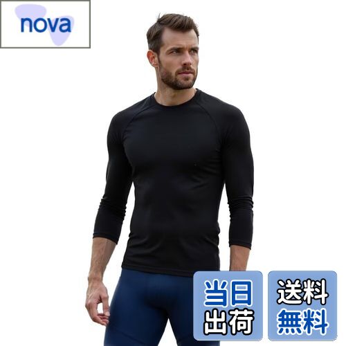 【送料無料】[Sillictor] オールシーズンインナー 7分袖 メンズ 丸首 コンプレッションウェア トップス [接触冷感 吸汗速乾 消臭 コンプレッション UVカット] 9207blk-blk-2XL