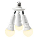 DiCUNO LED電球専用 3分岐ソケット E26口金 LED電球付き 60W相当 9W 電球色 2700K 照射角度可調