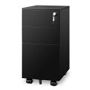 【送料無料】DEVAISE スリムワゴン デスクワゴン サイドワゴン オフィスワゴン キャビネット 幅300*奥行435*高さ600mm スリム型 コンパクトサイズ キャスター付き 鍵付き 3段オールロック A4対応 丈夫なスチール製 サビ止め塗装 ブラック