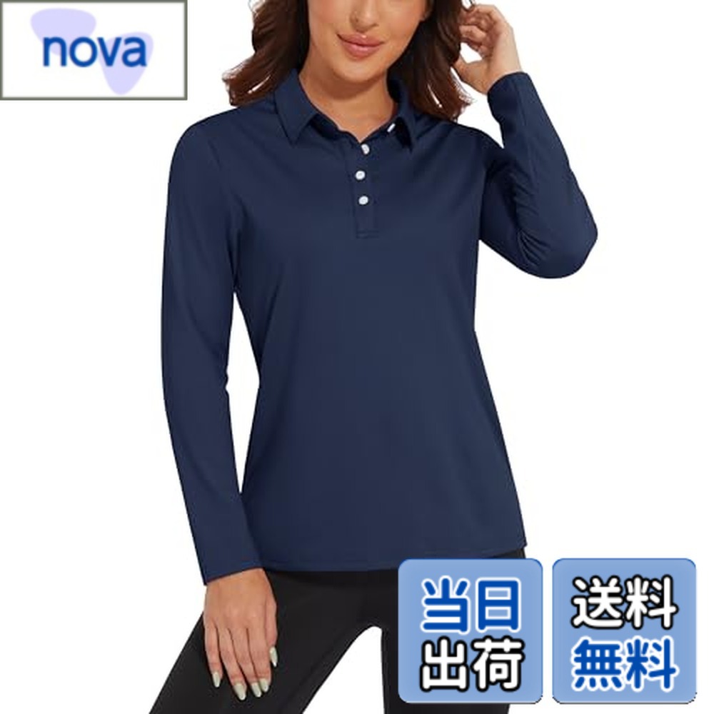 【送料無料】[KEFITEVD] ポロシャツ レディース 長袖 吸汗速乾 ゴルフウェア tシャツ uvカット UPF50+ スポーツ トップス ストレッチ テニス 軽量 薄手 ビジネス 作業着