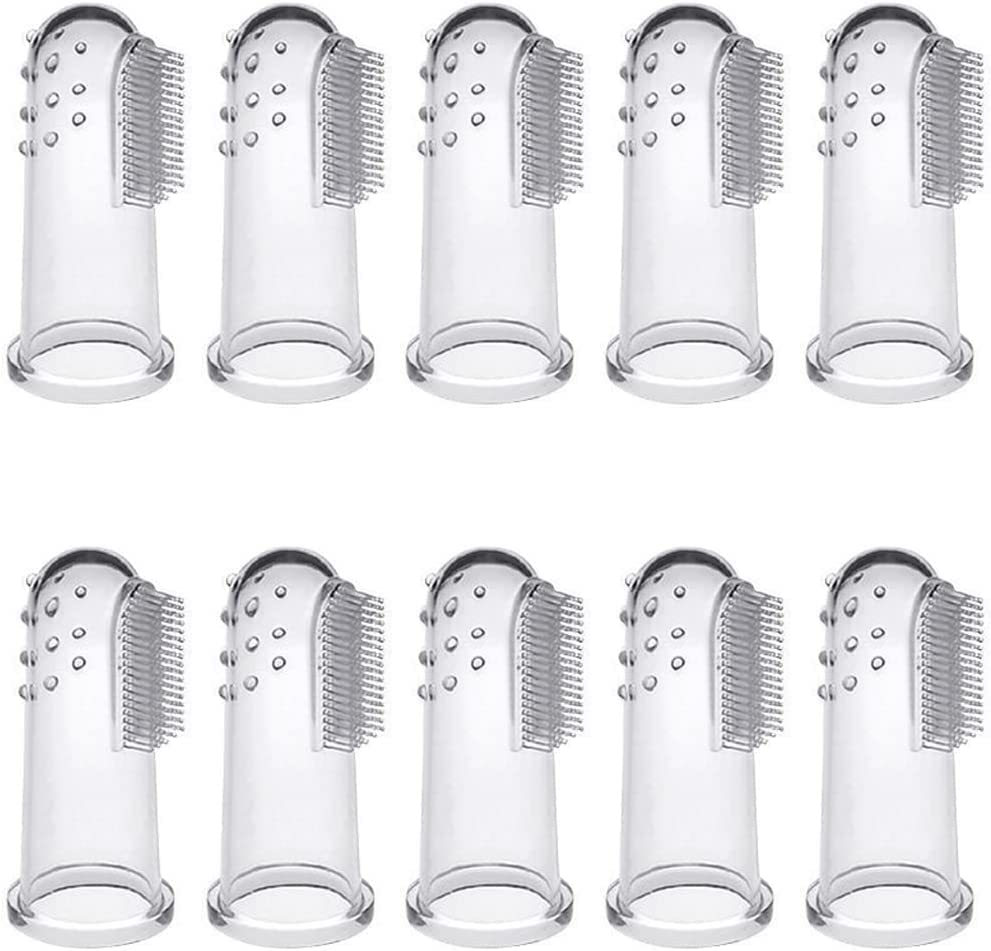 【送料無料】犬歯ブラシ（シリカゲル/透明/10個セット）指歯ブラシ 犬用歯磨き 猫 指サック 透明ペット..