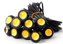 【送料無料】S.fields.inc 牛目 黒枠 白光 丸型 デイライト ボルトタイプ 埋め込み LED 12v 23mm 10個セット
