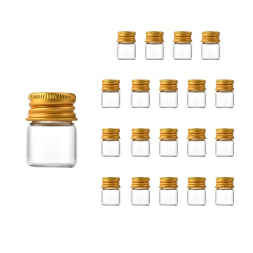 【送料無料】Charmoon 小瓶 透明 ガラス ミニボトル 蓋付き 密閉 小物 液体 保存 20個 セット
