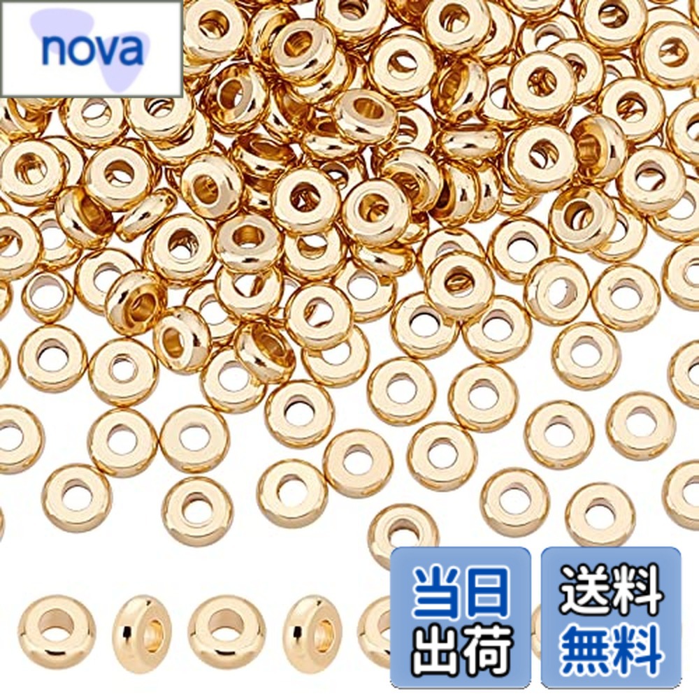 【送料無料】UNICRAFTALE 約100個 ロンデルビーズ 平型 フラットラウンドビーズ ステンレスビーズ スペーサービーズ 本物の18k金メッキ 金属ビーズ メタルビーズ ビーズパーツ ブレスレットネックレス用 アクセサリーパーツ ジュエリー作り クラフト用品 手作り素材 DIY