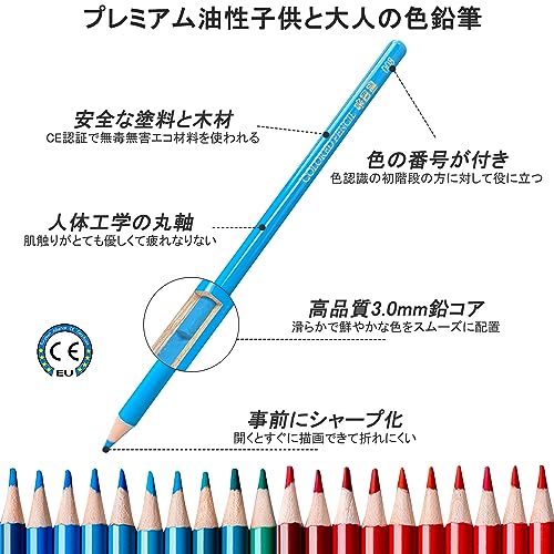 【9月1日ー9月15日まで200円オフ】【送料無料】Roleness 色鉛筆 油性 子供と大人の塗り絵 色鉛筆 プロ 柔らかい芯 いろえんぴつ 文房具 画材セット 鉛筆削り付き nova2021-10139454 nova サンプル画像2