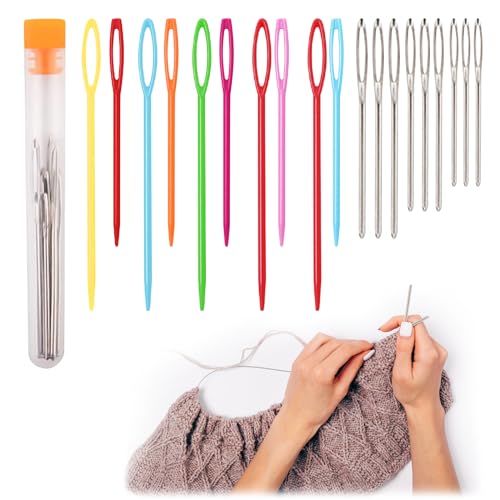 【送料無料】ZHEJIA 手縫い針 丸針 (19本セット) 大きな目の鈍い針 手縫針 刺繍針 特殊針セット 針穴の..