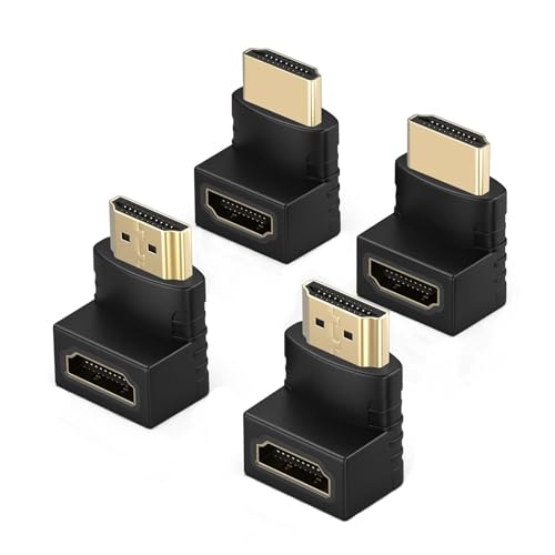 【送料無料】SZSL HDMI コネクタ L型 4枚セット HDMI 変換アダプタ HDMI 延長コネクタ 90度 + 270度 オス メス 4K 30Hz HDMI 中継 アダプタ 変換 エクステンダー 下向き 延長器 コネクター 金メッキ ミニプラグ