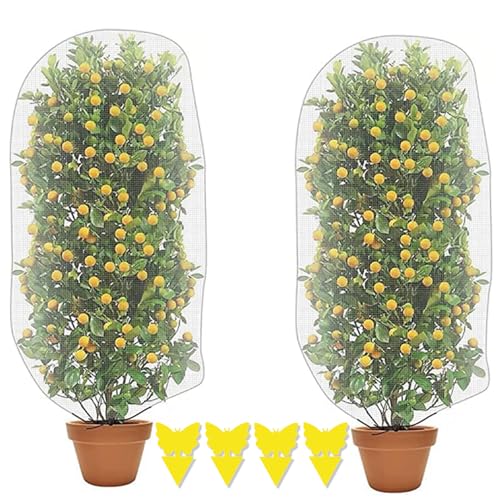 【送料無料】防虫ネット 植物保護カバー 2個セット 保護カバー 防鳥ネット メッシュ巾着式 虫鳥除け網 ..