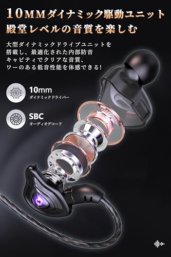 【送料無料】Kasato イヤホン 有線 カナル型 有線 S20 イヤホン マイク内蔵 通話可能 【国内正規品】ノイズキャンセリング機能 高遮音性 音漏れ防止3.5mm 有線 携帯 ゲーム/テレワーク/仕事/音楽/通勤/ジムなどに適用 おしゃれ ブラック (Black) nova2021-10142535 nova サンプル画像2