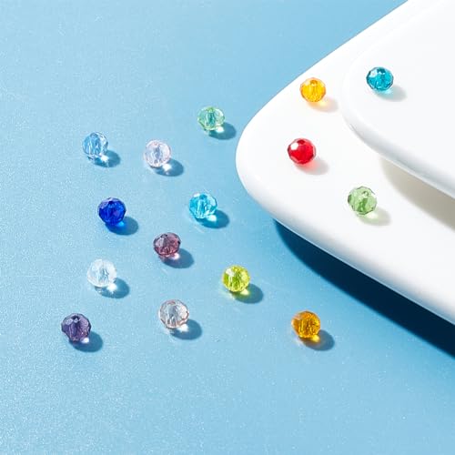 【送料無料】PH PandaHall ミックス ガラスビーズ そろばん ビーズ ラウンド カット 多面的 クリスタル アクセサリーパーツ DIY用 手作り 素材 材料 混合色