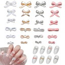 【送料無料】ネイルパーツ リボン 24個セット 3D 立体 蝶結び ネイルパーツ 可愛い 大きめ パール ネイル リボン パーツ ネイルアート デコパーツ メタ...