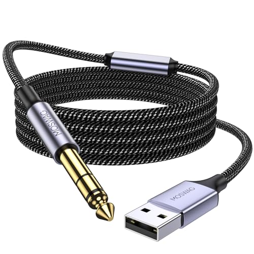 【送料無料】MOSWAG USB6.35オーディオケーブルへの、4/1ギターケーブルへのUSB ギター、ベース、アンプ、スピーカーなどのためのプロの楽器ケーブルナイロン編組