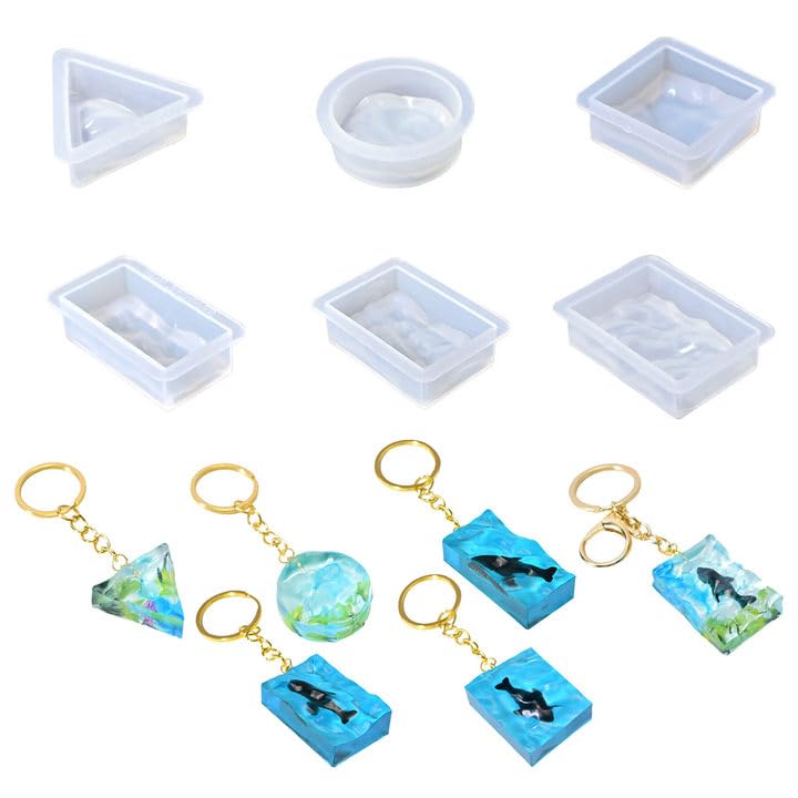 【送料無料】TVETE 波模様 シリコンモールド シリコンモールド 正方形 三角形 円形【6個入り】3Dペンダ..