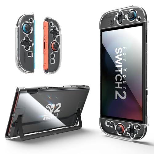 【送料無料】JSAUX スイッチ2対応カバー 分体式設計 Switch 2本体とJoyConに対応クリアケース PC+TPU材質保護カバー Switch2 ドック対応設計 薄型 軽量 透明 スタンド機能 着脱簡単（PC0119A）