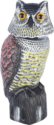 【送料無料】首振り防鳥フクロウ置物, リアルな目の装飾付き, 鳩・カラス・スズメ撃退用, 庭園・ベラン..