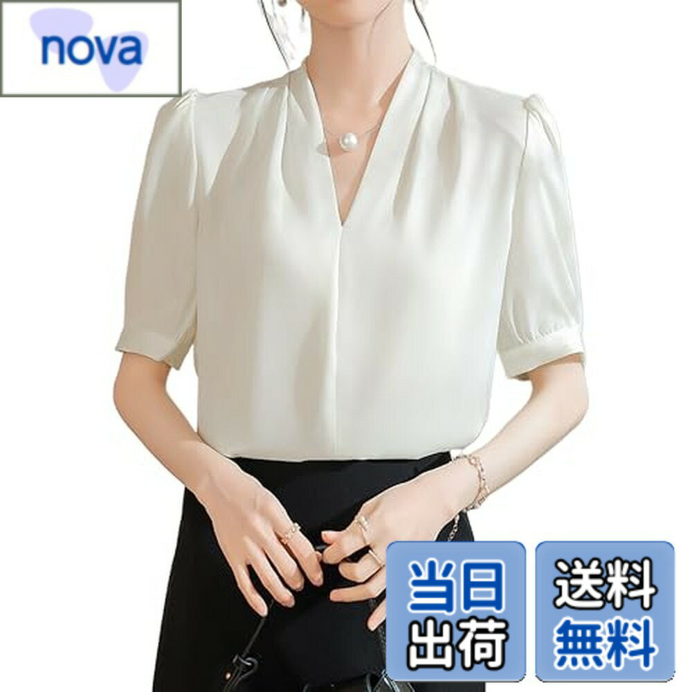 樂天商城 - 【送料無料】[Lalapala] ブラウス レディース 半袖 シャツ Vネック 夏 ゆったり おしゃれ 薄手 タック スッキリ トップス きれいめ エレガント カジュアル ファッション 通勤 オフィス お出かけ デート 着痩せ 体型カバー
