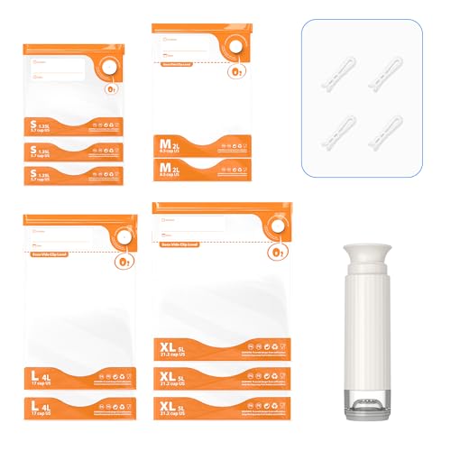 【送料無料】Homsanistor バルブ真空パック 真空袋 PA&PE材質 二重チャック 鮮度長持ち 真空調理セット真空パック抗菌袋 米袋 お米保存袋 密封/...