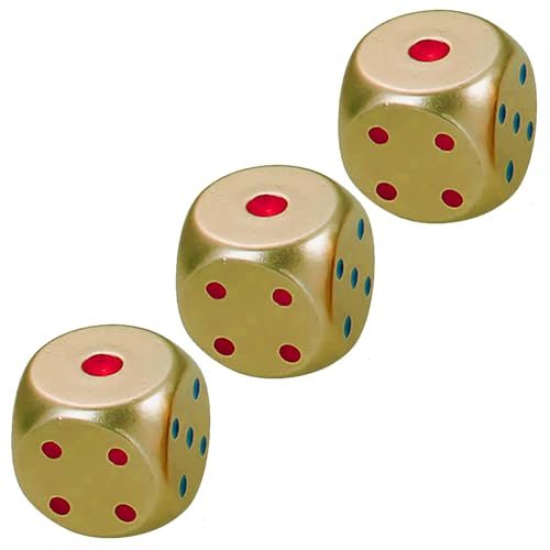 【送料無料】SSZYMAOYI 真鍮製6面ダイス 3個セット 手作り打磨 酒バー用 金属サイコロ パーティーゲー..