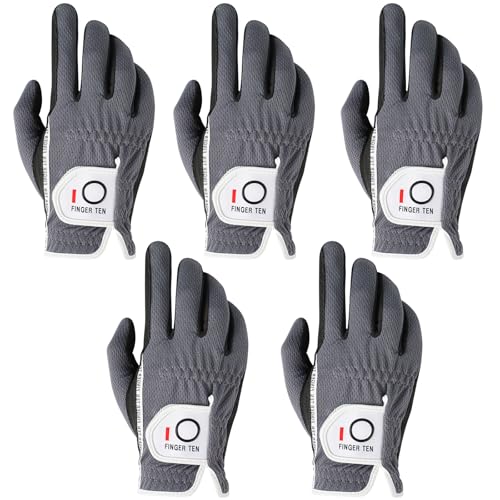 【送料無料】ゴルフグローブ メンズ 5枚セット スウェード調合成皮革 繊維布 メッシュ素材 ソフト 通気 速乾 耐摩擦性 丸洗い可能 マジックテープ 多機能 全...