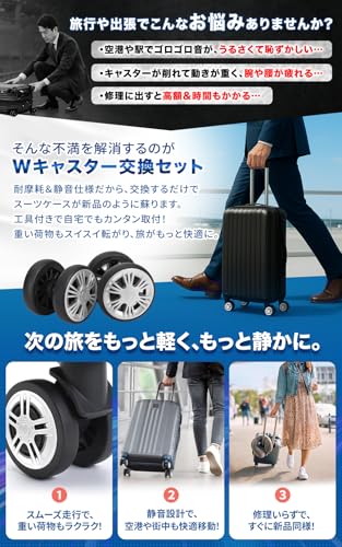 【送料無料】PLEAVIT スーツケース ダブルキャスター 交換用 車輪 修理 静音 360度回転 トラベルバッグ 補修パーツ DIY 簡単 nova2021-10148167 nova サンプル画像3
