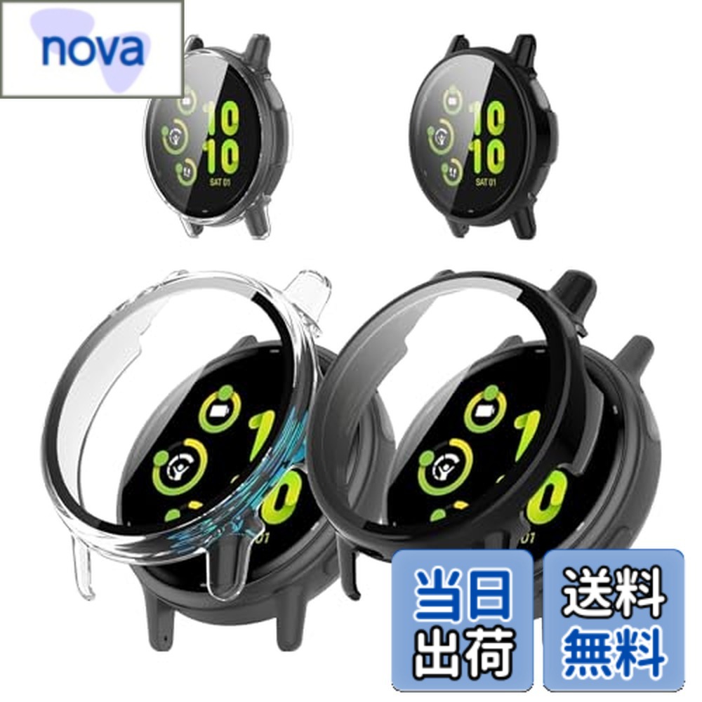 [송료 무료] KONXISA For 가민 (GARMIN) vivoactive 6 용 케이스 커버 스마트 워치 케이스 + 필름 일체형 (PC 케이스 + 강화 유리프) 착탈 간단 고투과율 찰과상 방지 충격 흡수 장착 충전 가능 전면 보호 보호 커버 (2 장 / 블랙 & 클리어)