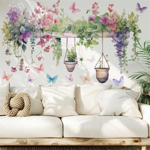 【送料無料】Condessacity ウォールステッカー 観葉植物 鉢植え 植物 花 おしゃれ つる 蝶 グリーン 葉..