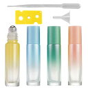 【送料無料】EsiFare ロールオンボトル 10ml【4本セット】 スポイト付き ミニ漏斗付き アロマ保存容器 香水ロールオン ガラス容器 精油 ミニボトル 見分け 手作り香水入れ 化粧水 アロマオイル ようき 遮光カラフル 精油小分け コスメ 詰替え 旅行用 携帯用 便利 カラフ