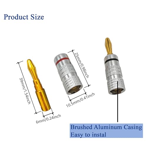 ������̵����Voluty Tek �Хʥʥץ饰 ���ԡ����������֥��� 4mm 24K ���å� �Хʥʥ���å����ͥ��� �ǥ奢�륹����奿���� �����ǥ���/�ӥǥ��ꥷ���С�/������ɥ����ƥ��� 6pcs (3pair)