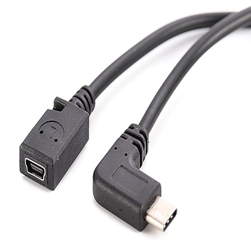 【送料無料】LeTradeJP USB MiniB 5Pin メス to Type C オス L字 変換ケーブル【L型 27cm】ミニUSB から タイプ C変換 ケーブル + マイクロファイバークロス付き