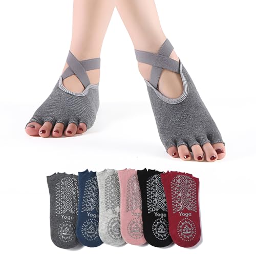 【送料無料】[Amzbag] ピラティス 靴下 5本指 3D滑り止め ヨガソックス グリップソックス つま先なし ..